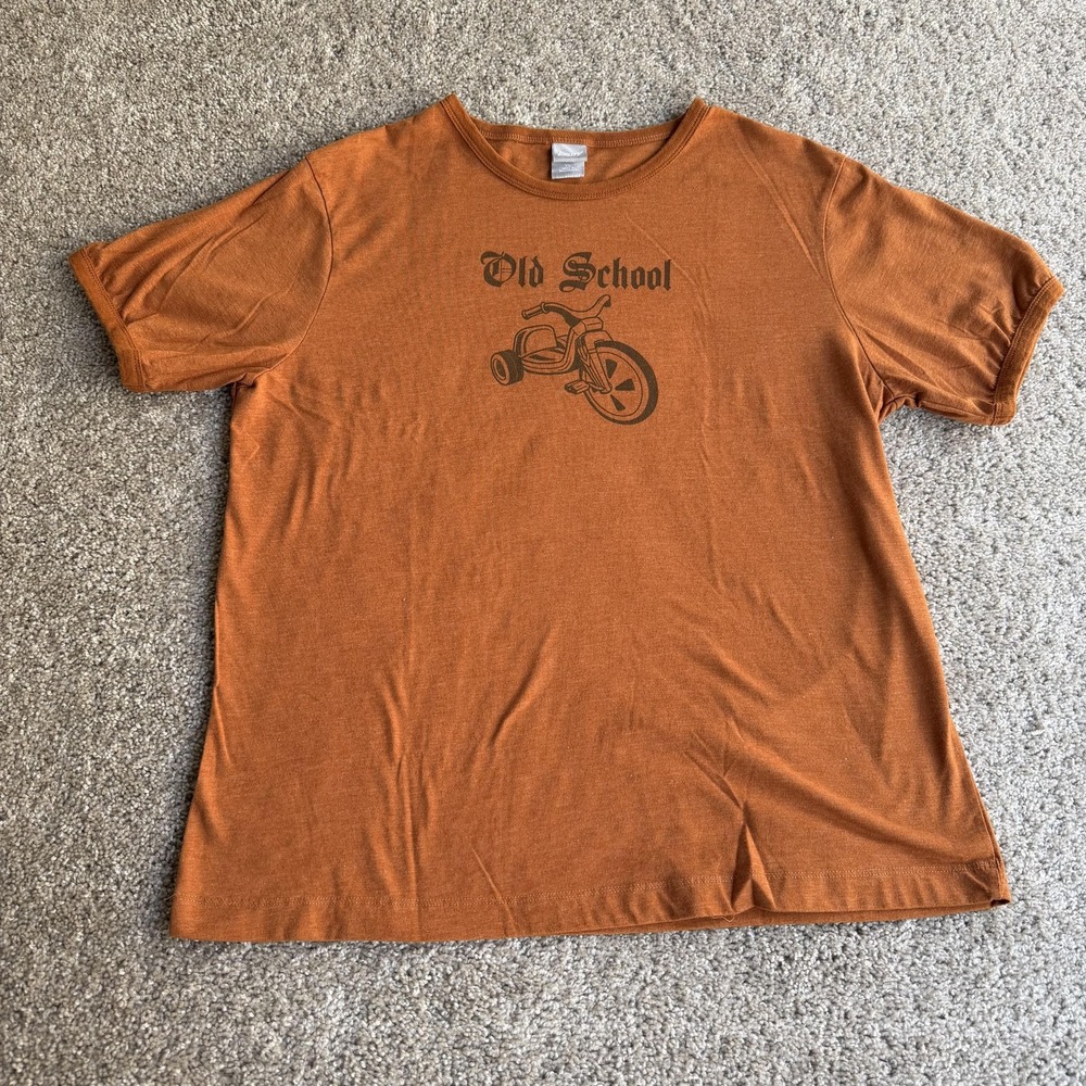 Y2K Utility Old School Tricycle Shirt Mens XL Orange Retro Graphic Tee T-Shirt